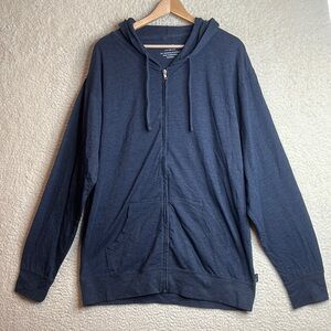 NWOT Crisp Mens Navy Blue Stretch Full-Zip Hoodie Size XXL/2XL